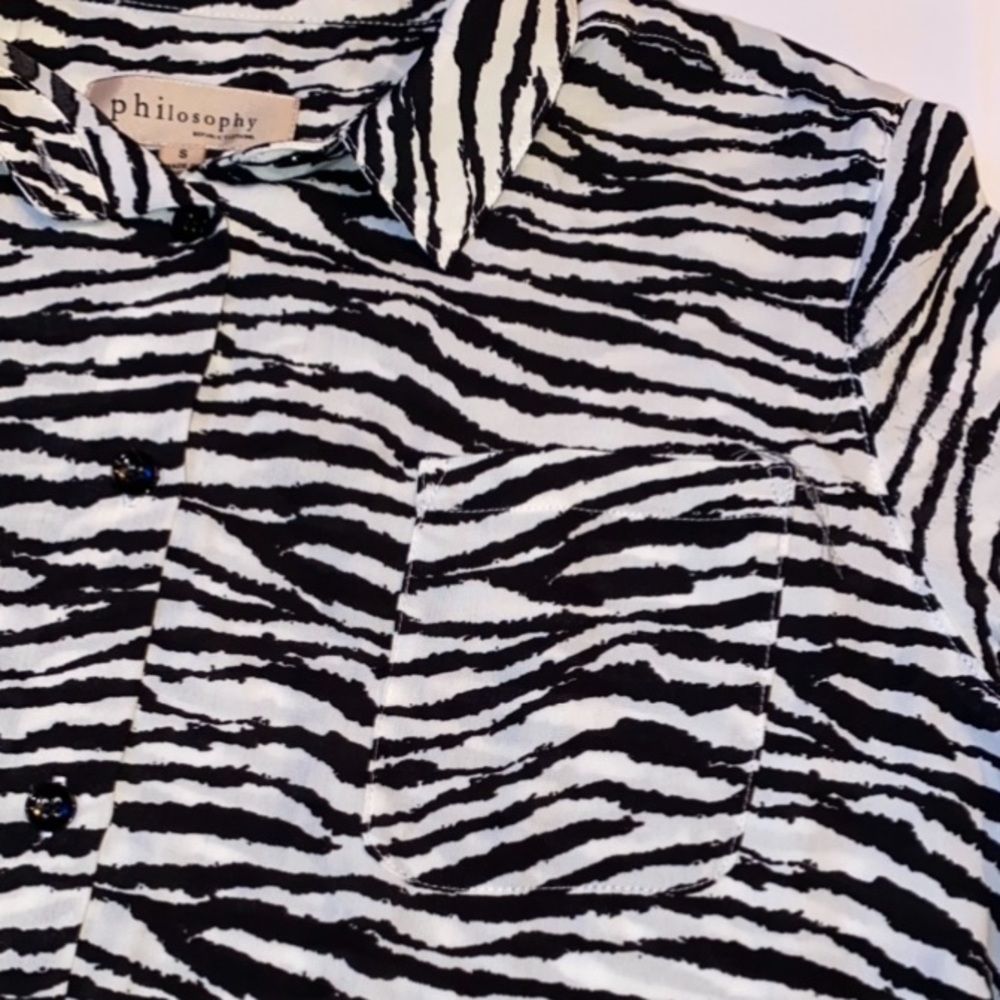 Philosophy Zebra Print Button Blouse - image 5